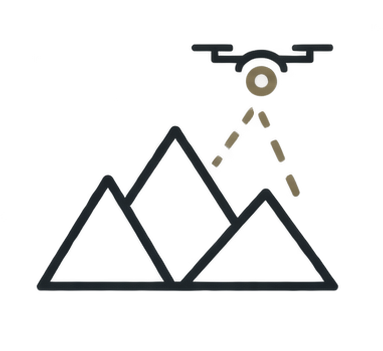 Icono de cobertura amplia para levantamientos topográficos